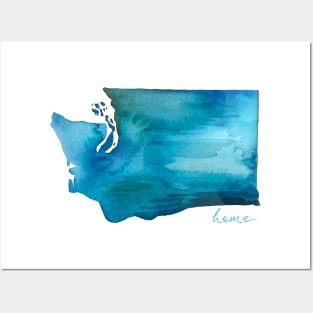 Washington Home State Pride Watercolor Graphic Silhouette Posters and Art